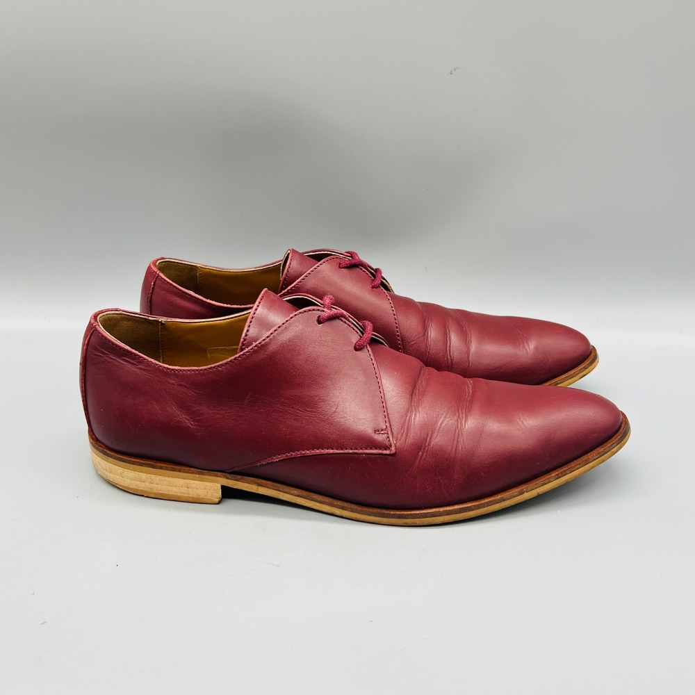 Everlane Shoes Womens 9.5 Red Leather Modern Oxford Lace Up Flats Almond Toe